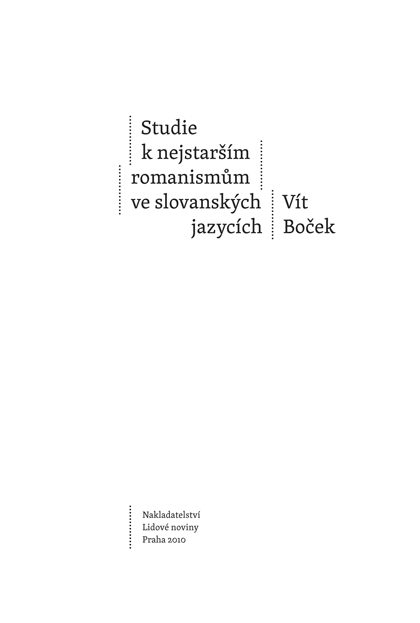 Studie k nejstarším romanismům ve slovanských jazycích ukázka-1